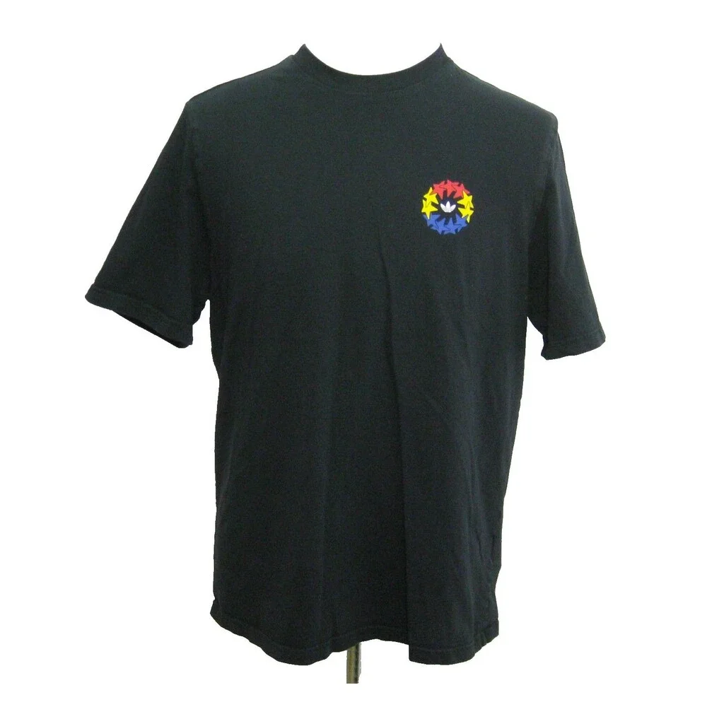 Adidas Logo T-Shirt Mens Black Short Sleeve Graphic 100% Cotton Athletic Top